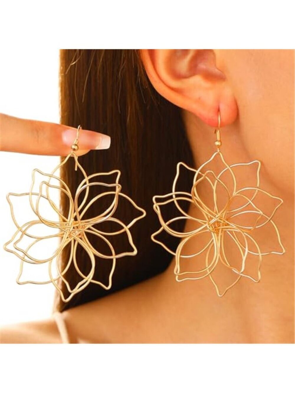 Vintage Gold Flower Statement Earrings